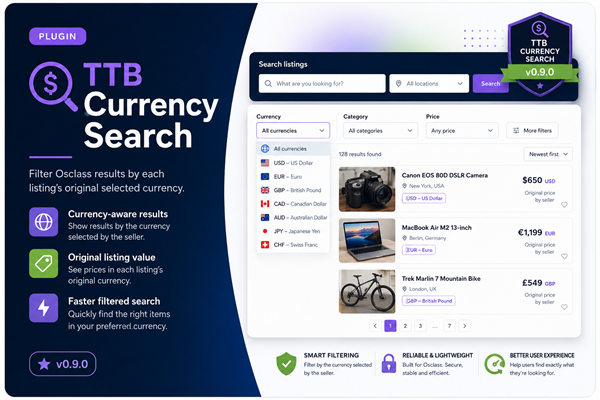 Osclass Currency Search Plugin — screenshot 2