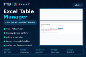 Joomla Excel & CSV Table Manager - TTB Excel Table Manager