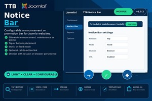 Joomla Announcement Bar Module - TTB Notice Bar