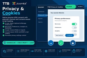 Joomla Cookie Consent & Privacy Extension - TTB Privacy & Cookies