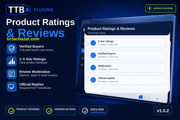 Osclass Product Ratings & Reviews Plugin - TTB Product Ratings & Reviews