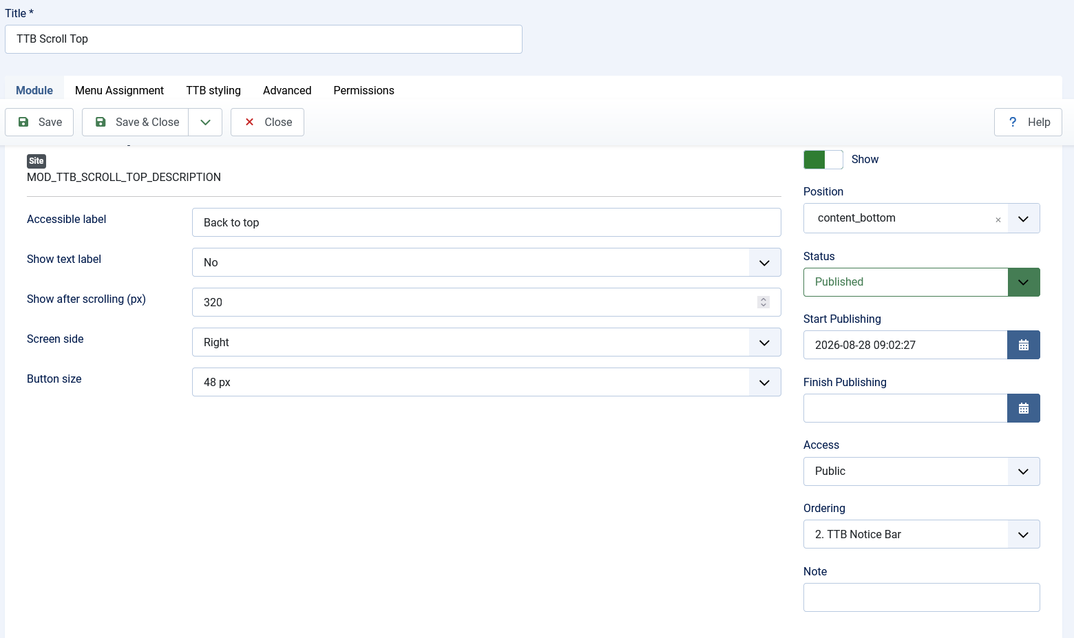 Joomla Scroll to Top Module — screenshot 2