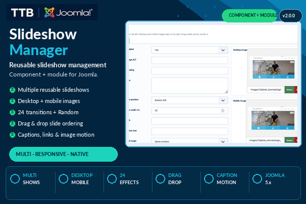 Joomla Slideshow Manager Extension - TTB Slideshow Manager