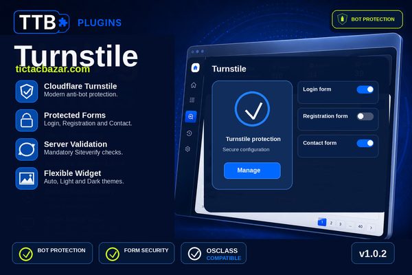 Osclass Cloudflare Turnstile Plugin - TTB Turnstile